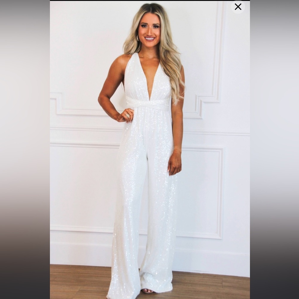 White Sequin Jumpsuit